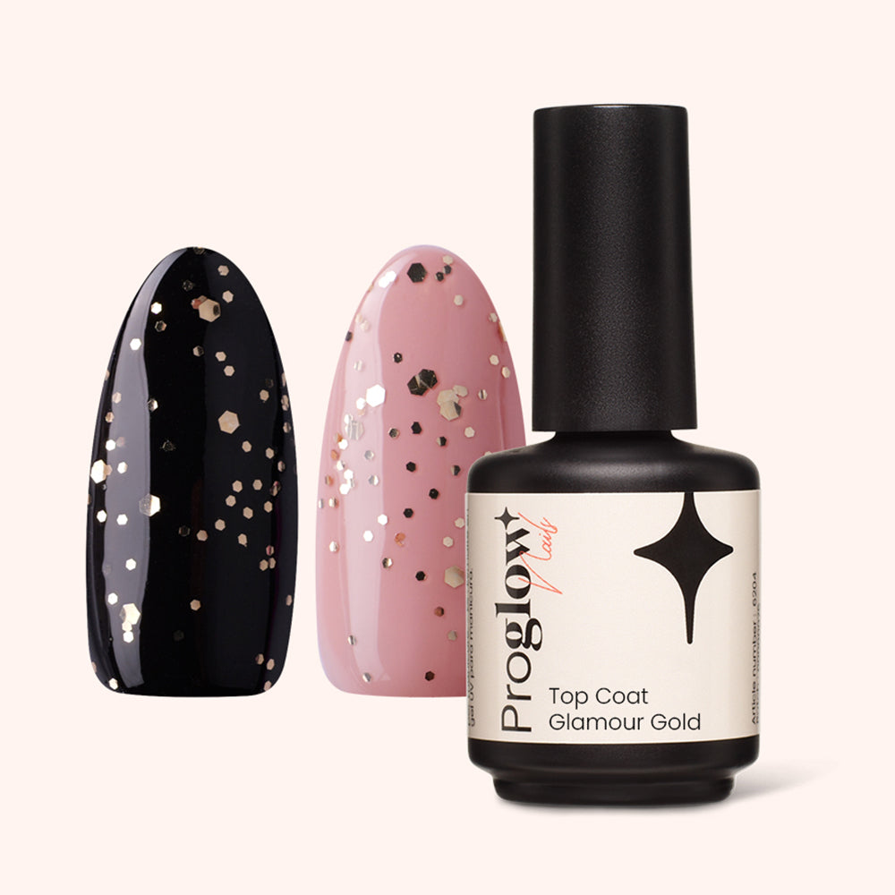 Gel Polish Gellak Glamour Gold Top Coat - No Wipe