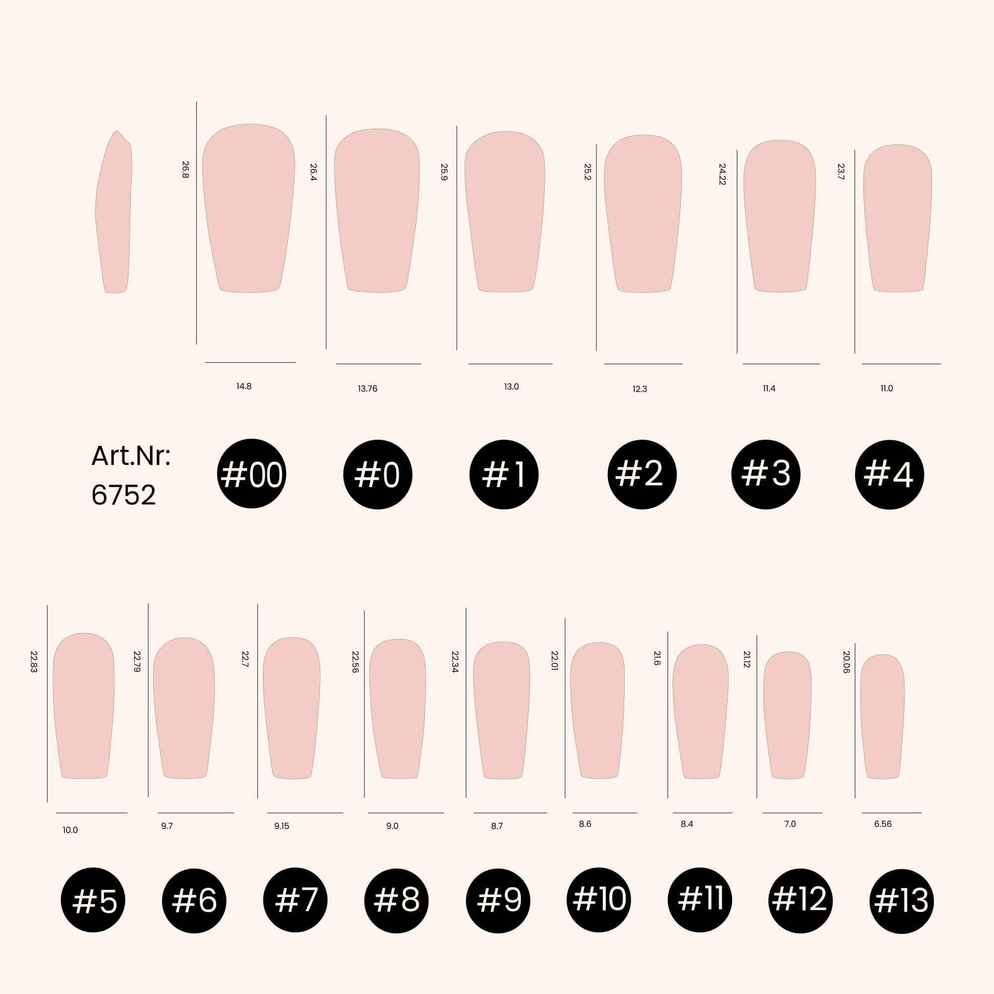 Soft Gel Nageltips C-Curve Medium Coffin 600