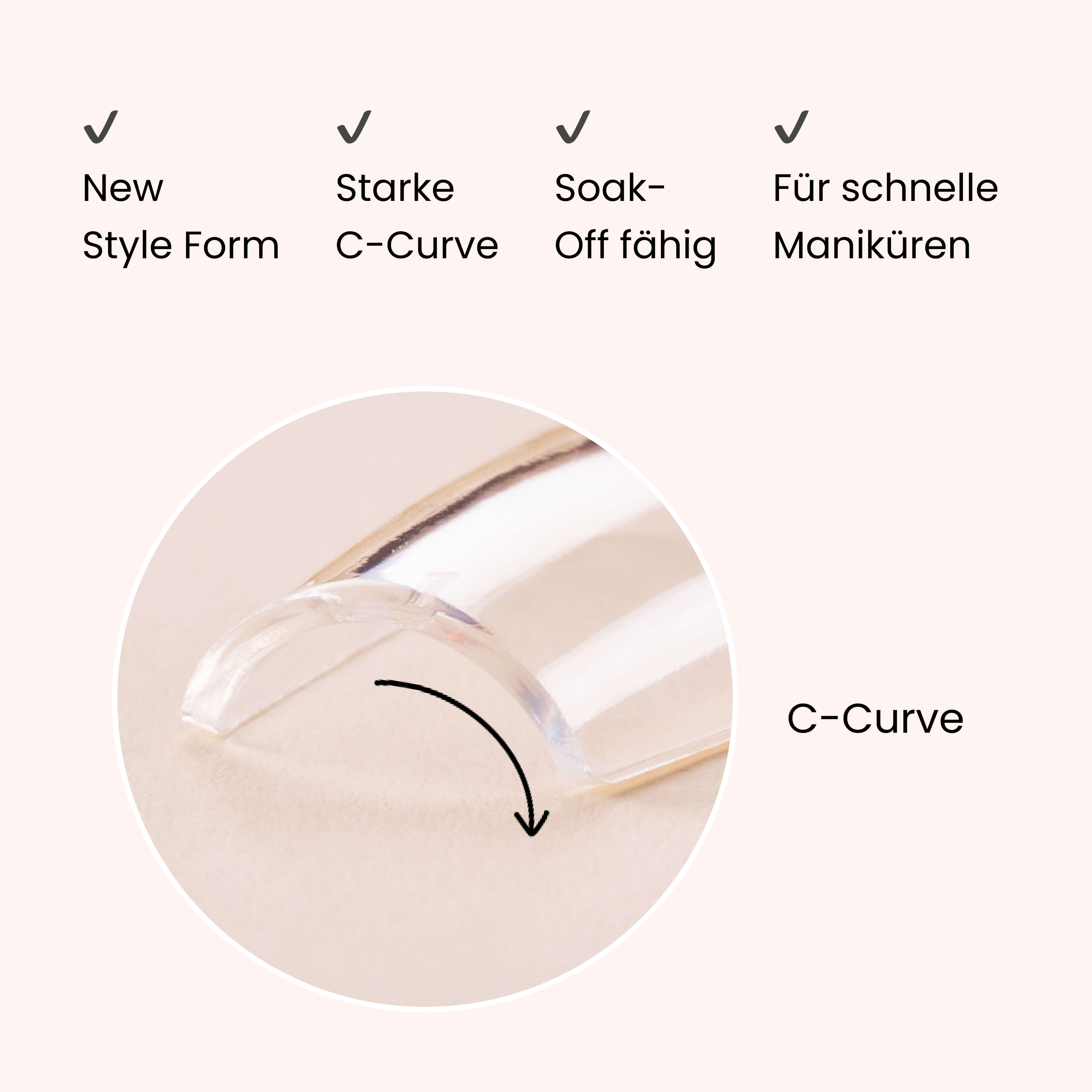 Soft Gel Nail Tips C-Curve Medium Almond 600