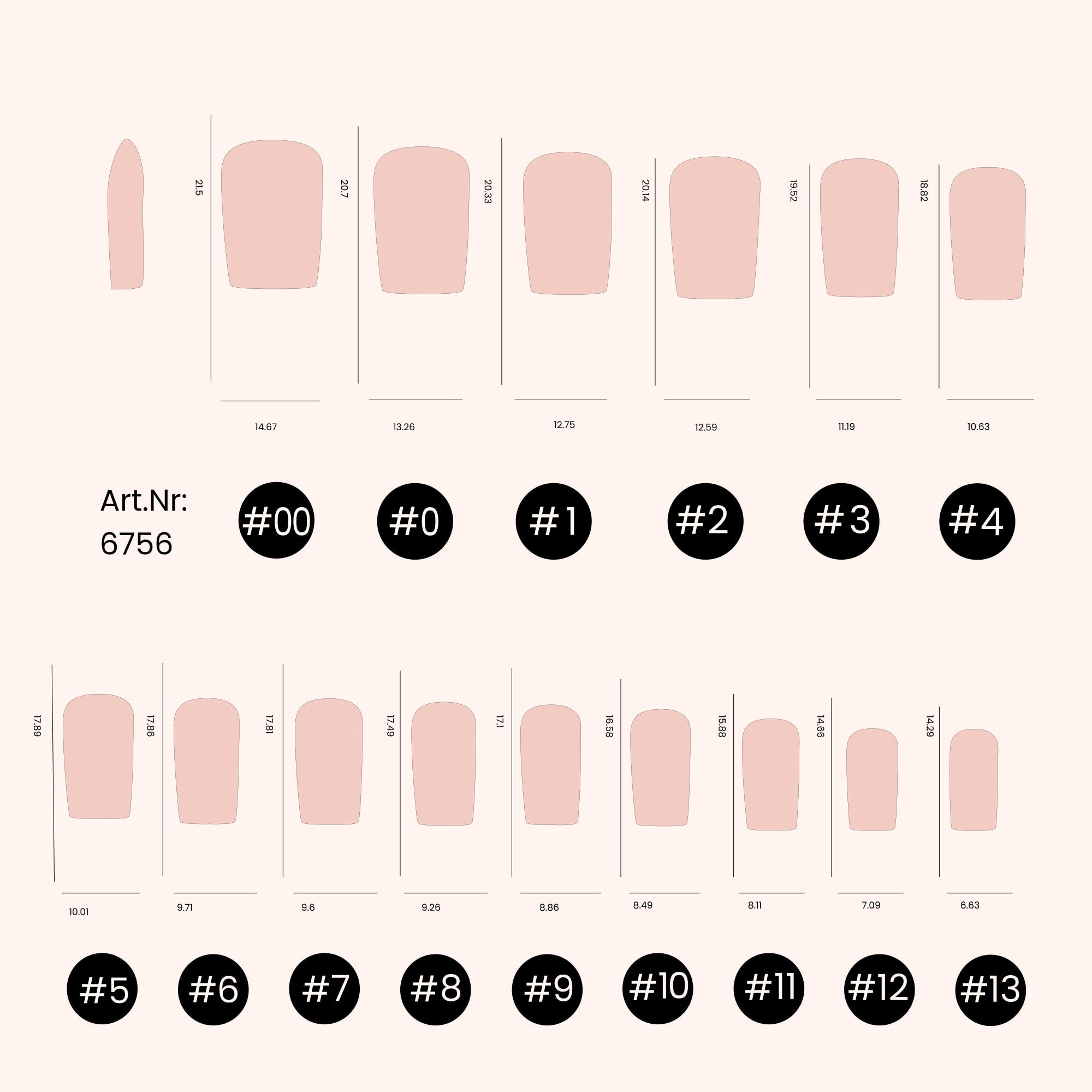 Zachte gelnageltips C-Curve Kort Vierkant 600