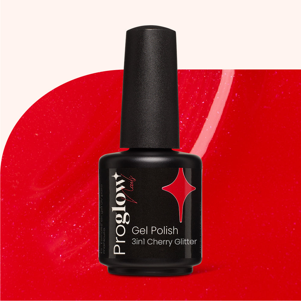 Gel Polish Shellac 3-in-1 No Wipe Cherry Glitter