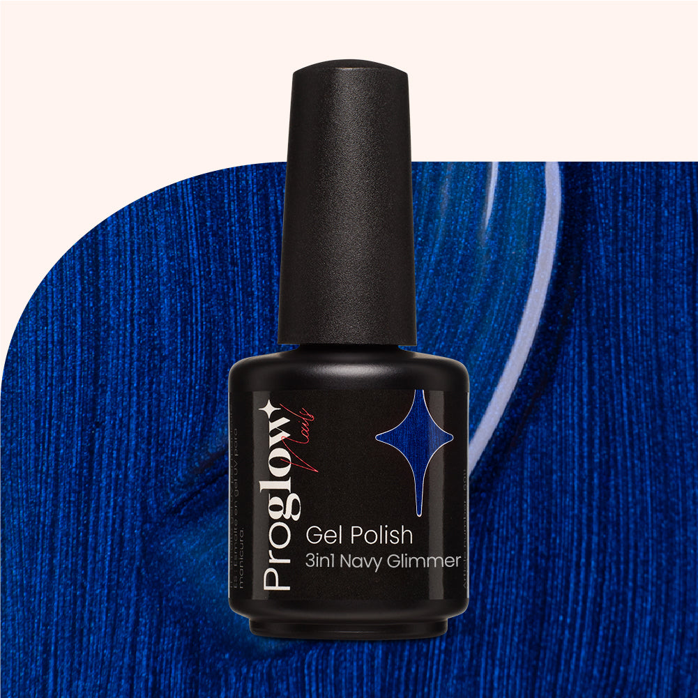 Gel Polish Shellac 3-in-1 No Wipe Navy Glimmer