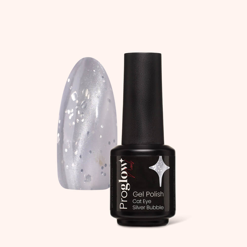 Gel Polish Gellak Cat Eye Silver Bubble
