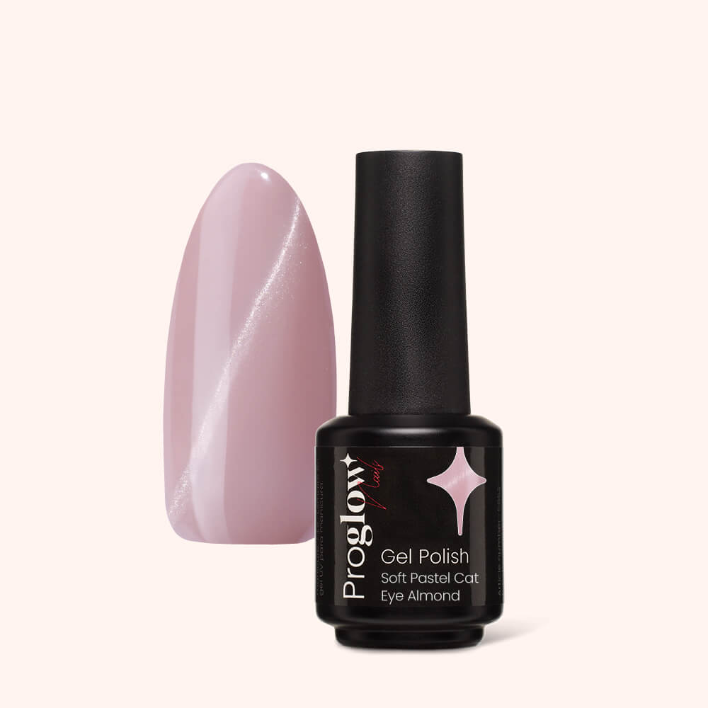 Gel Polish Shellac Soft Pastel Cat Eye Almond