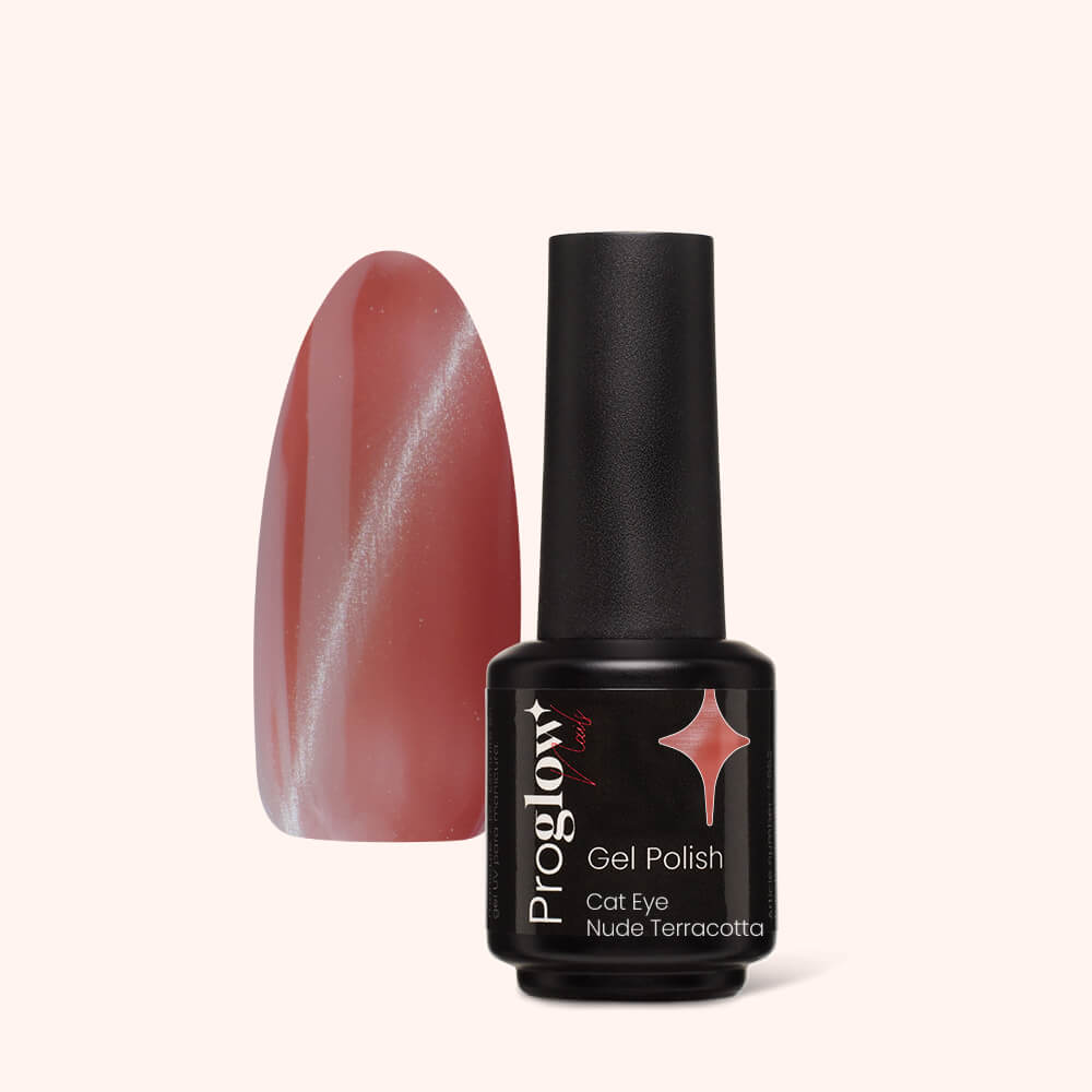 Gel Polish Gellak Cat Eye Nude Terracotta