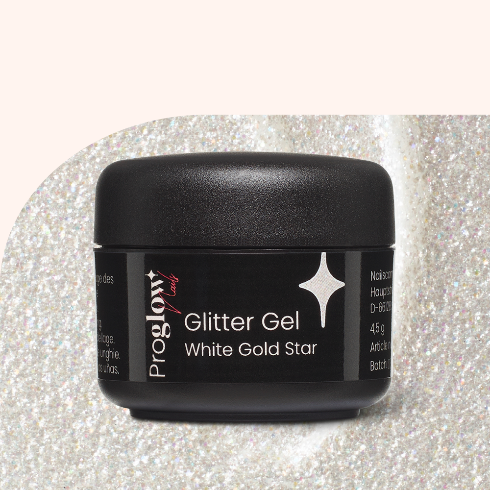 Glitter Gel White-Gold Star