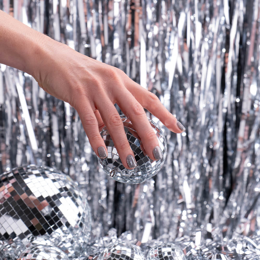 Gel Polish Shellac Silver Glitter Star