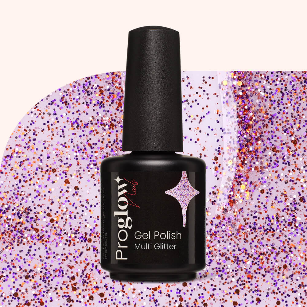 Gel Polish Gellak Pink-Purple-Orange Glitter