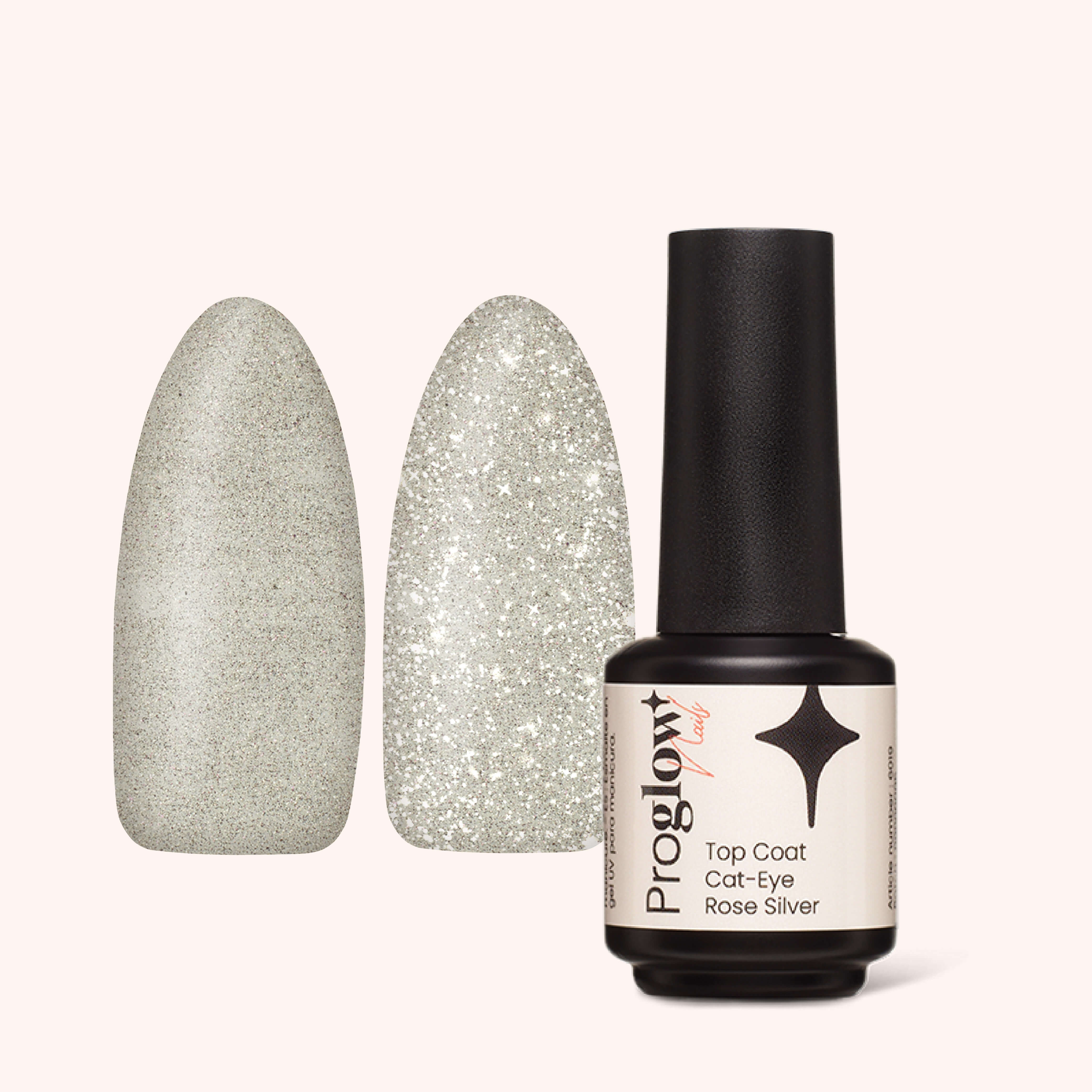 Gel Polish Gellak Cat-Eye Rose Silver Top Coat - No Wipe