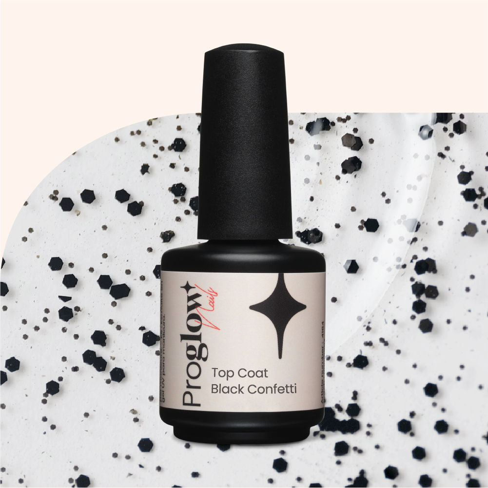 Top Coat Black Confetti