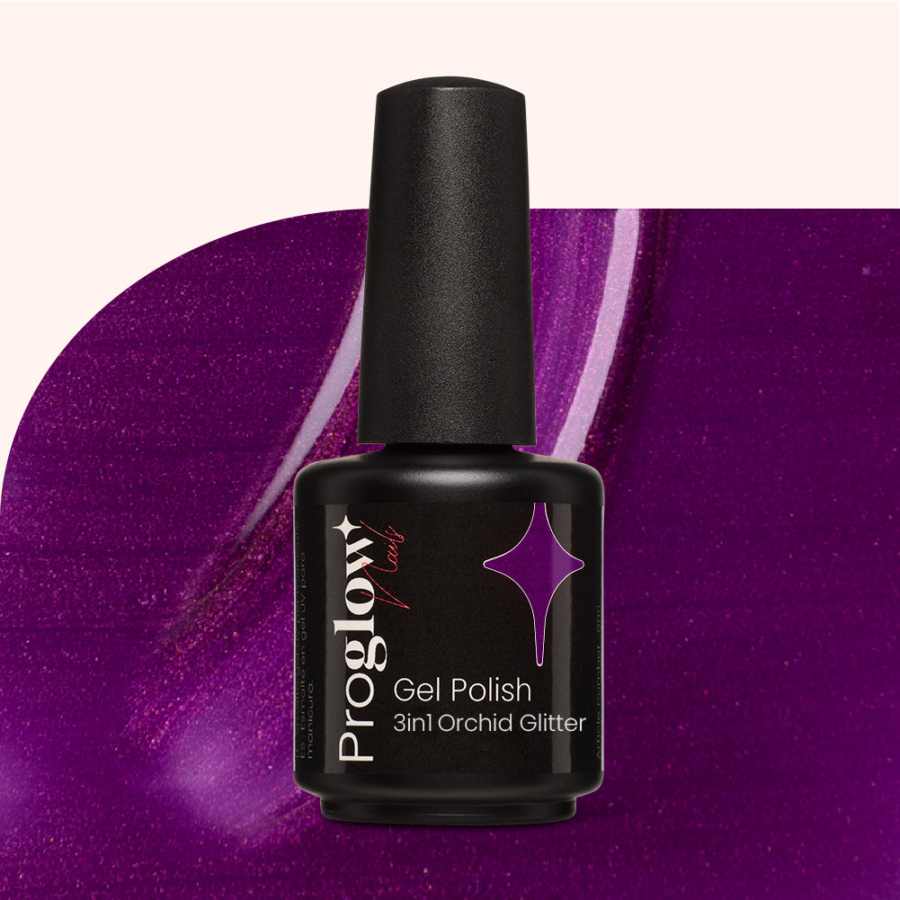 Gel Polish Gellak 3-in-1 No Wipe Orchid Glitter