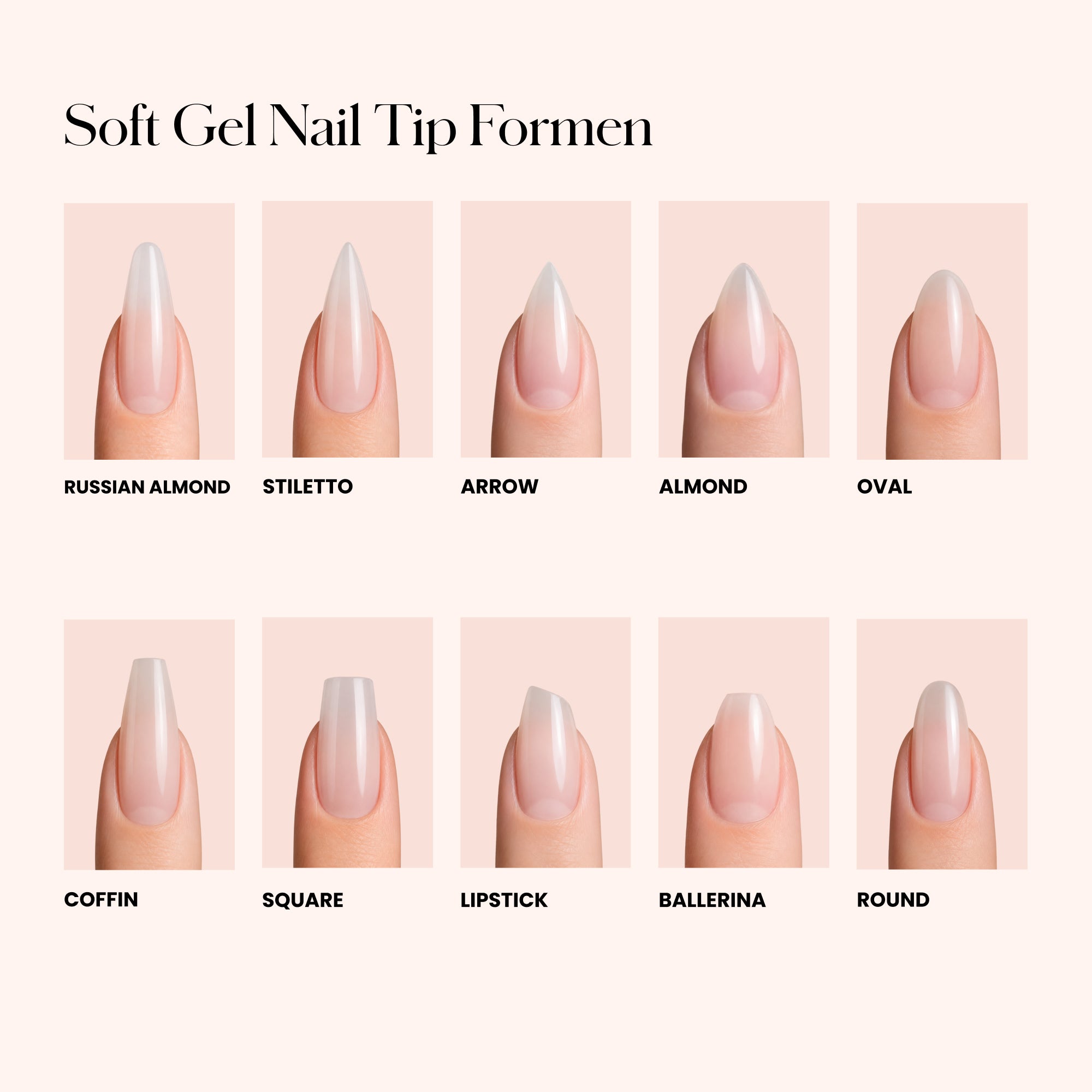 Soft Gel Nail Tips Cut/Coffin Shape 500 in Tipbox